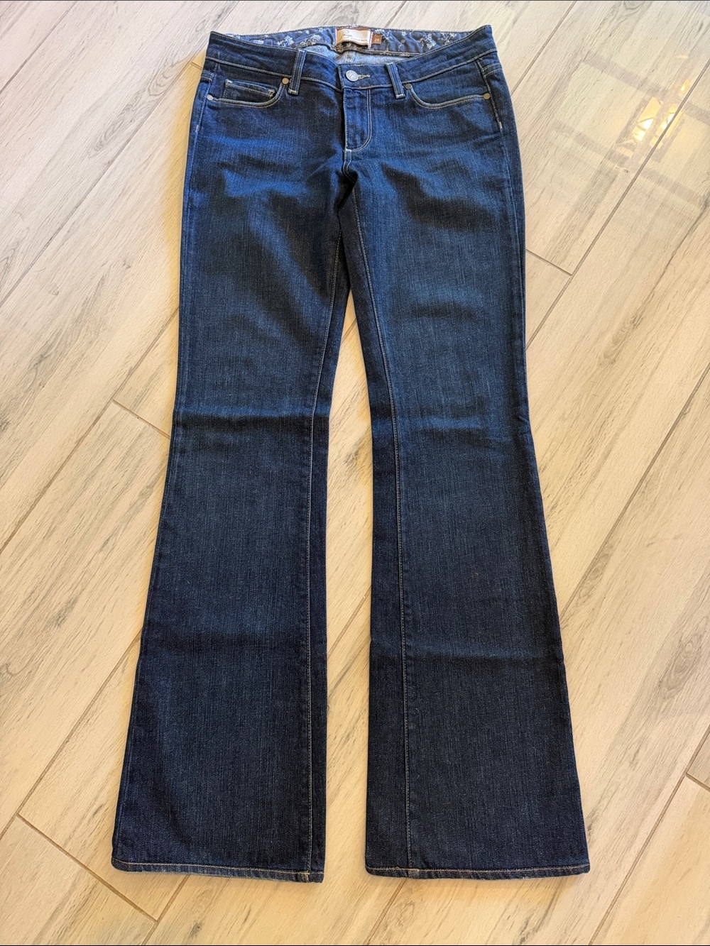 PAIGE Dark Indigo Flared Wide-Leg Jeans